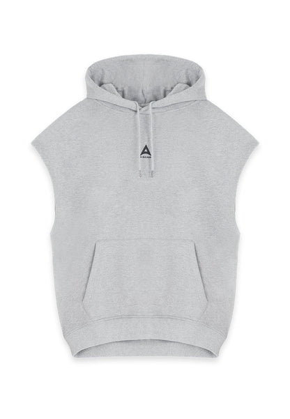 WOMENS A-GAME ROTATE LOGO CROPPED SLEEVELESS HOODIE - GREY MARL