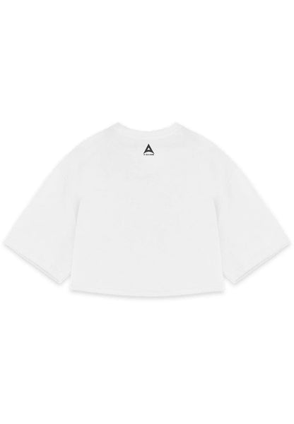 WOMENS A-GAME ROTATE LOGO RELAXED CROPPED T-SHIRT - WHITE
