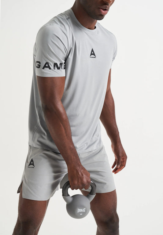 MENS A-GAME TRAINING SHORTS - STEEL GREY