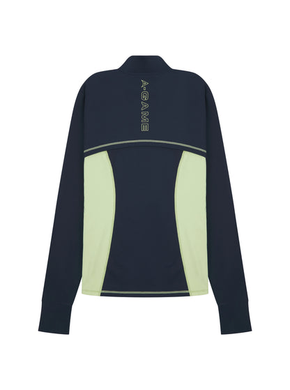 WOMENS A-GAME FITTED THERMAL FLEECE - NAVY/LIME