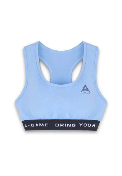 WOMENS A-GAME LOGO TRAINING BRA - BLUE