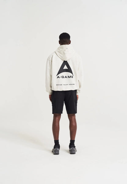 MENS A-GAME LOGO GRAPHIC RELAXED HOODIE - SNOW MARL